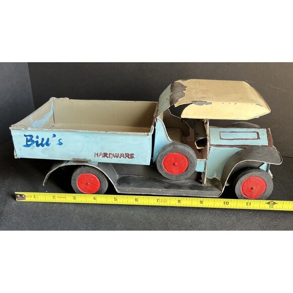 Vintage Tin Toy Hand Painted Truck Blue & Gray - Picture 10 of 10
